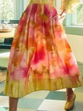 🧡 NEW Pinko Saetta Abstract Print Maxi Skirt